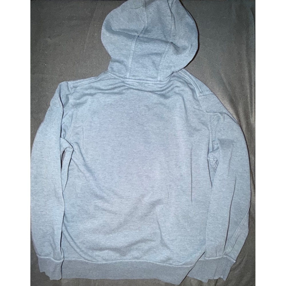 The North Face Mens XL Heather Grey Distressed Logo Fleece Pullover Hoodie - Picture 2 of 4